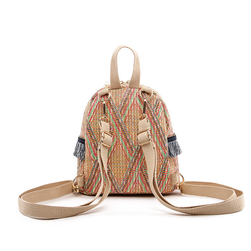 ELOAL Stylish Woven Straw Mini Travel Backpack