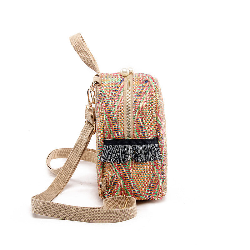 ELOAL Stylish Woven Straw Mini Travel Backpack
