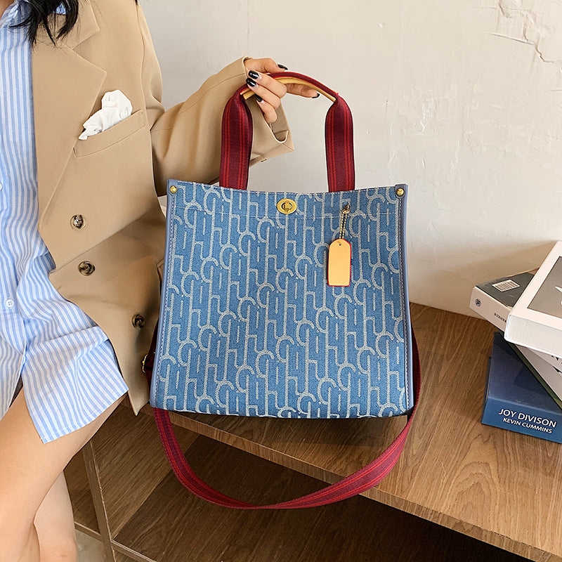 ELOAL Stylish Denim Tote Messenger Bag for Everyday Use