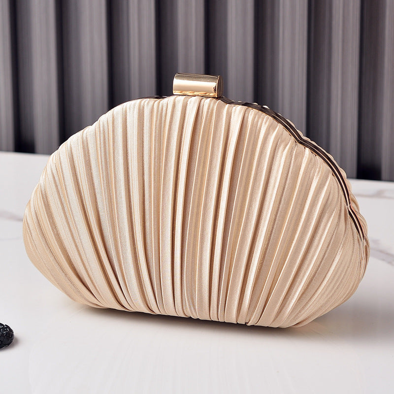 ELOAL Elegant Pleat Half Moon Clutch Bag for Stylish Outings