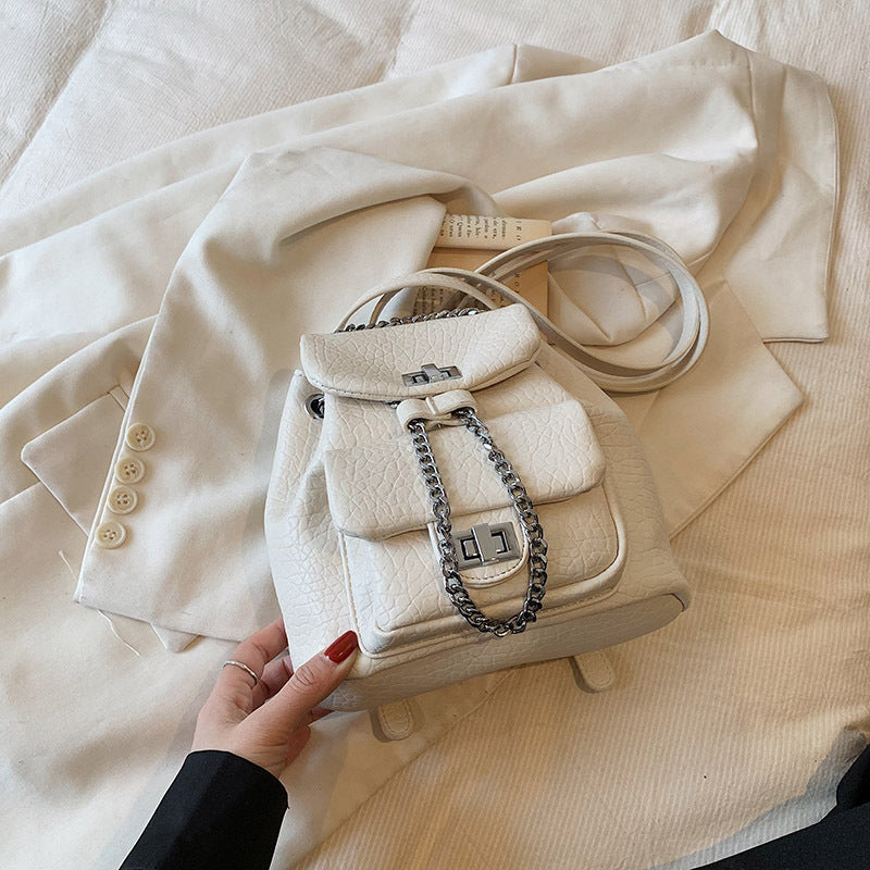 ELOAL Stylish Diamond Pattern Chain Small Backpack