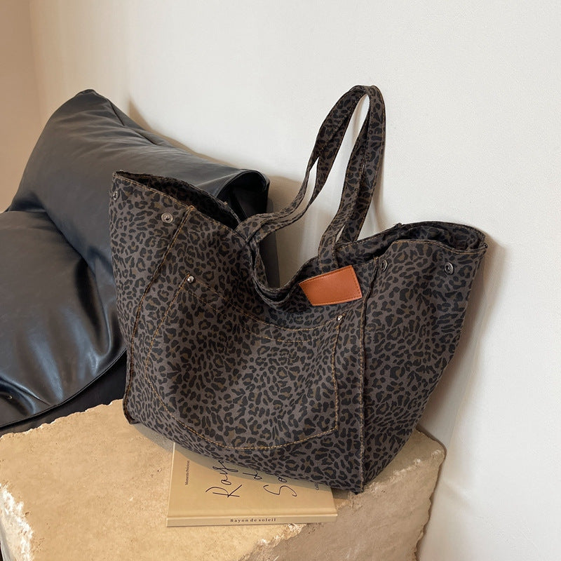 ELOAL Stylish Leopard Print Casual Tote Bag for Everyday Use