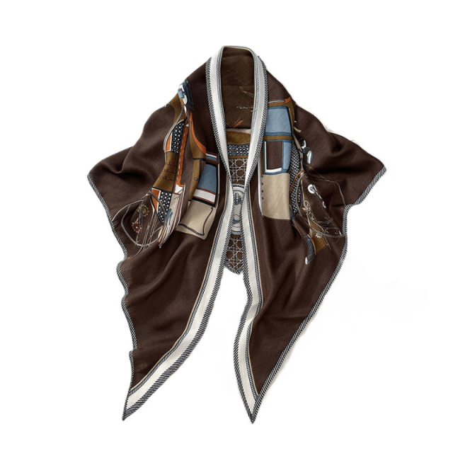 ELOAL Stylish Herringbone Pattern Triangle Scarf for Fashionable Looks