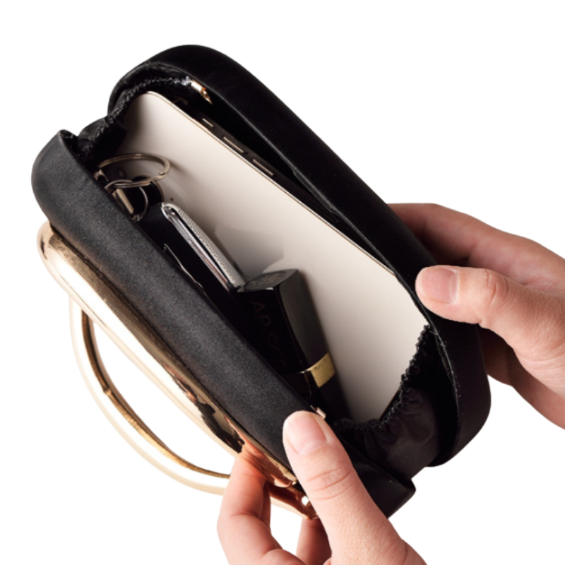 ELOAL Elegant Satin Evening Clutch with Gold Handle