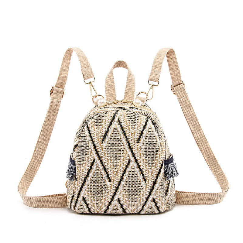ELOAL Stylish Woven Straw Mini Travel Backpack