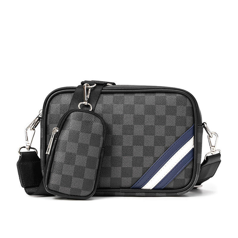 ELOAL Stylish Men's Plaid Crossbody Bag for Fashionable Looks