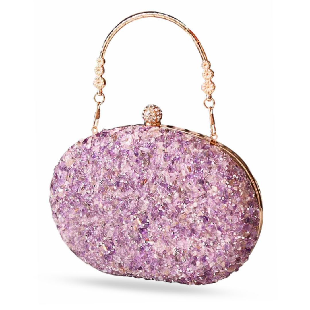 ELOAL Elegant Round Diamond Evening Clutch with Handle