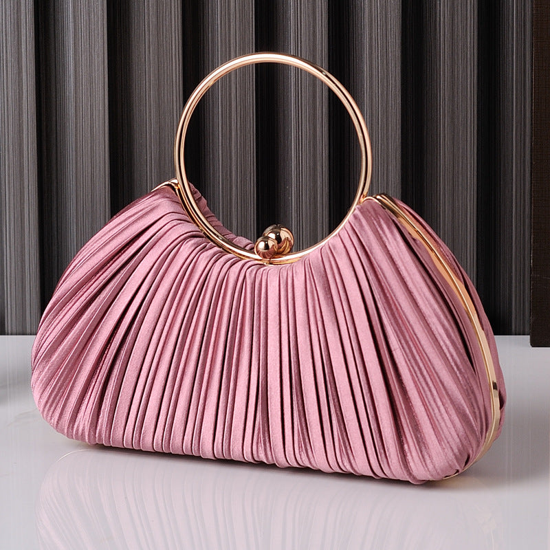 ELOAL Stylish Ruched Ring Handle Clutch for Women