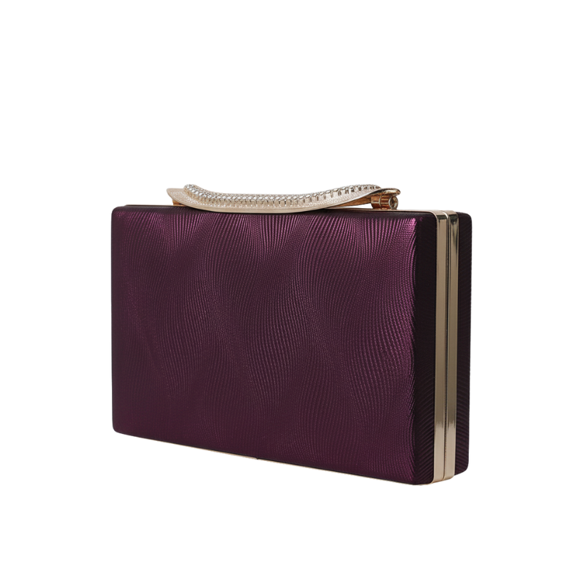 ELOAL Elegant Shimmering Clutch with Rhinestone Handle for Events