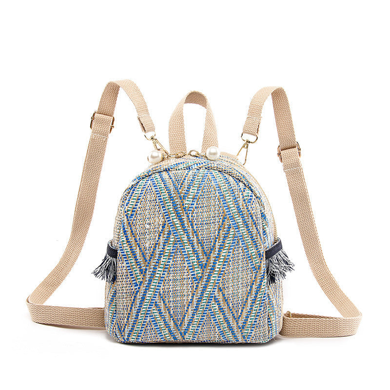 ELOAL Stylish Woven Straw Mini Travel Backpack