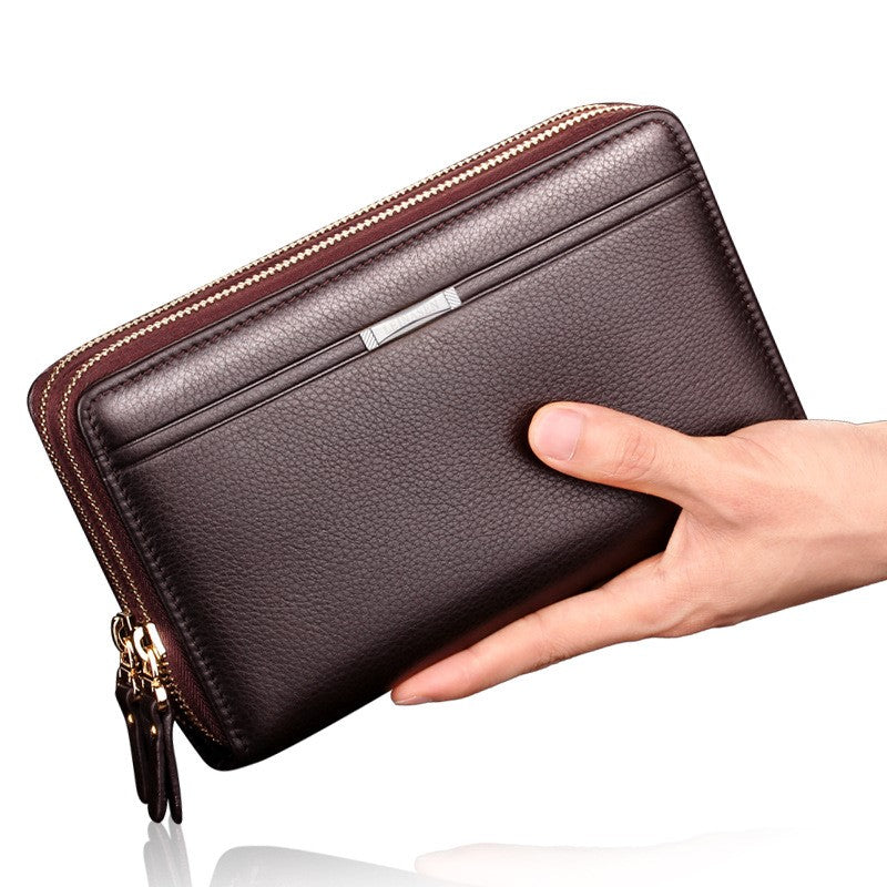 ELOAL Stylish Men's Double Zipper Business Clutch Wallet