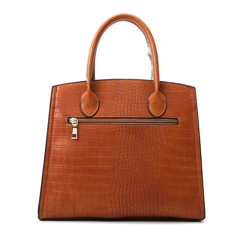 ELOAL Elegant Three-Piece Crocodile Bag Set with Scarf for Moms