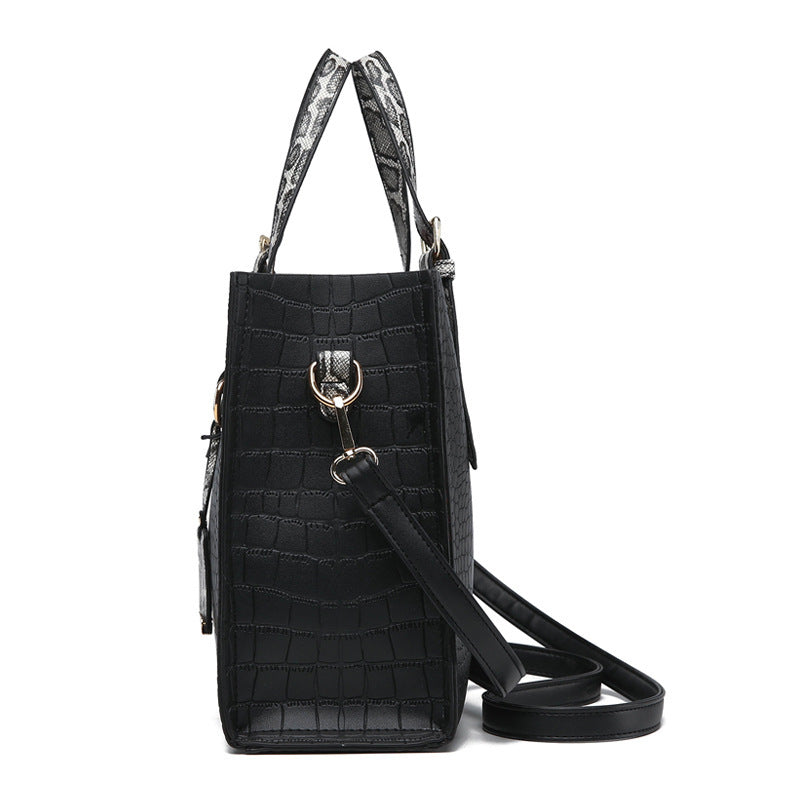 ELOAL Stylish Crocodile Pattern Shoulder Handbag with Pendant