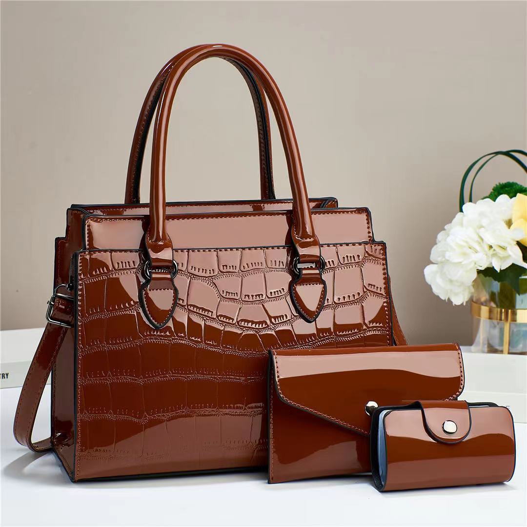 ELOAL Stylish Mother and Child Bag Set with Crocodile Pattern