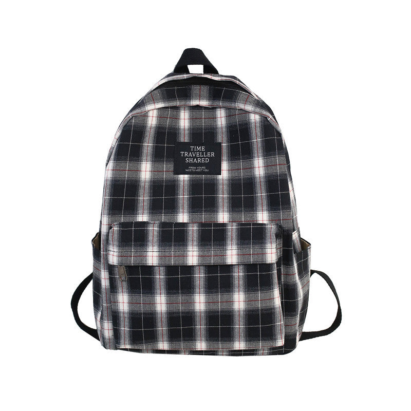 ELOAL Stylish Plaid Canvas Casual School Backpack