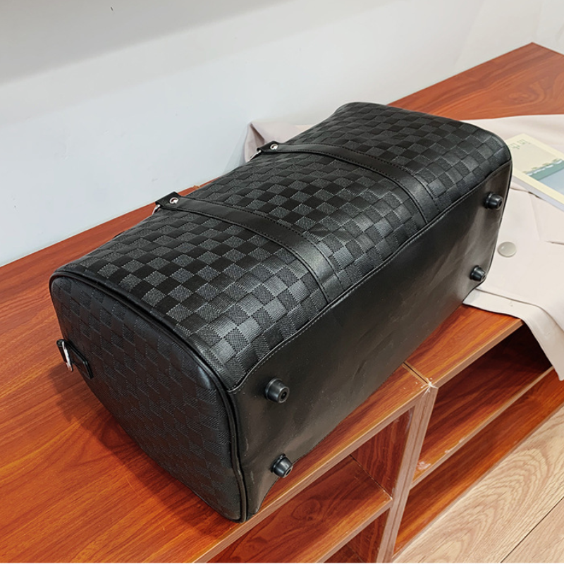 ELOAL Stylish Plaid Embossed PU Leather Sports Travel Bag