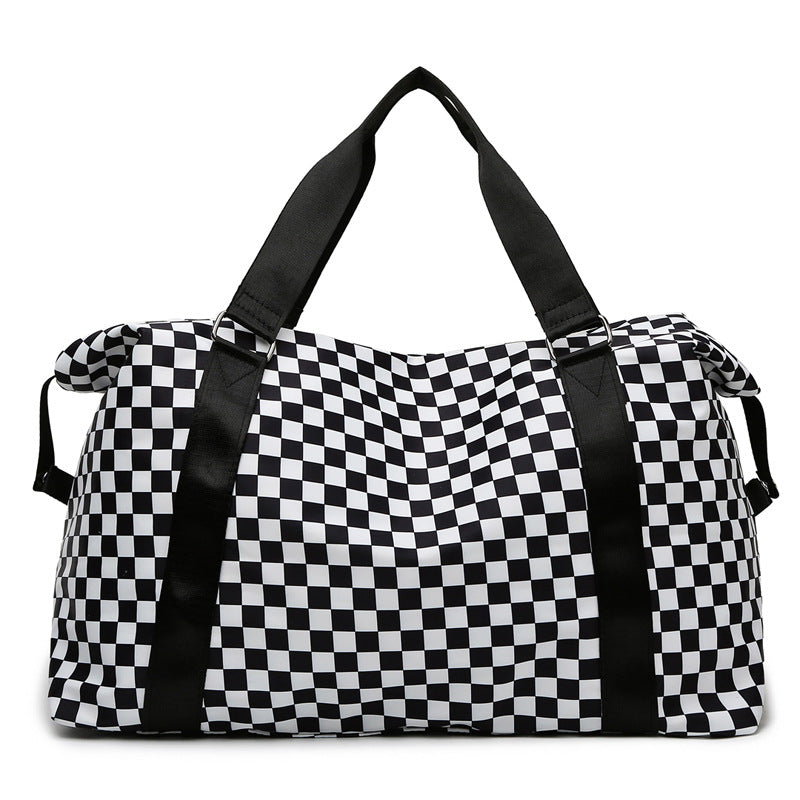 ELOAL Stylish Plaid Gym Bag with Dry and Wet Separation