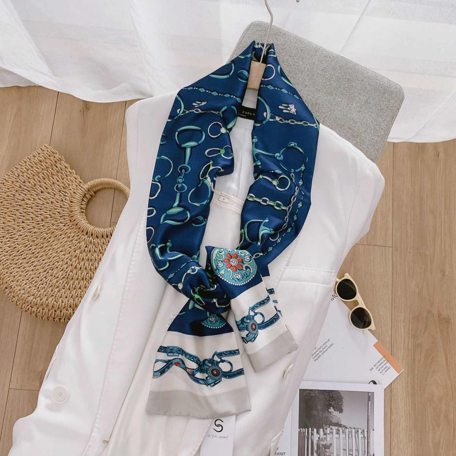 ELOAL Elegant Small Silk Scarf for Women - Fashionable Accessory