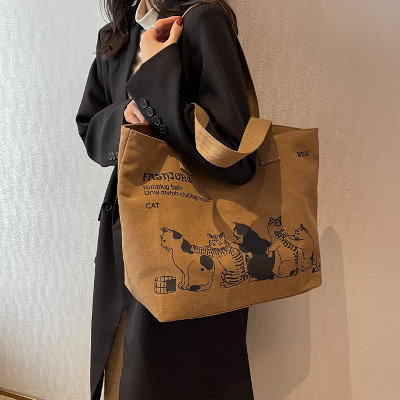 ELOAL Stylish Large Capacity Canvas Tote Bag for Students