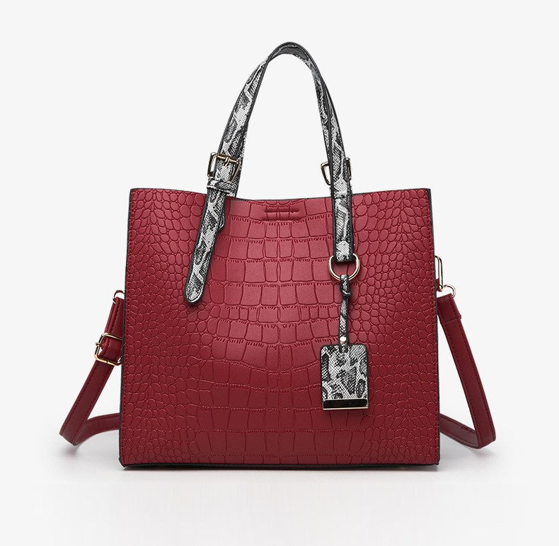ELOAL Stylish Crocodile Pattern Shoulder Handbag with Pendant