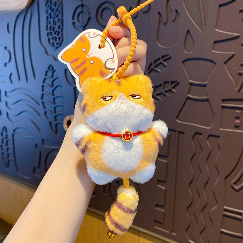 ELOAL Stylish Lazy Cat Plush Bag Charm for Trendy Accessories