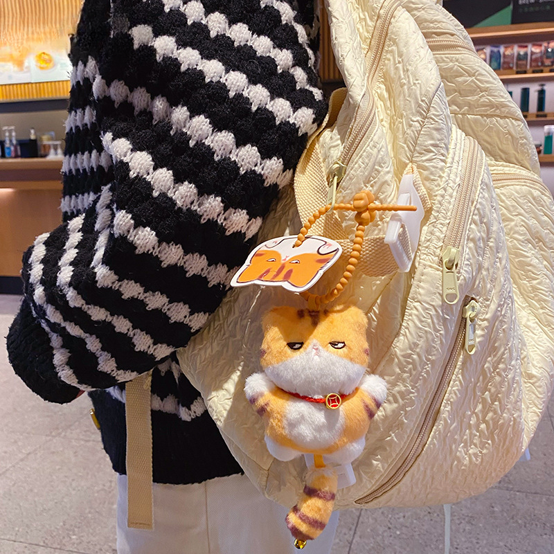 ELOAL Stylish Lazy Cat Plush Bag Charm for Trendy Accessories