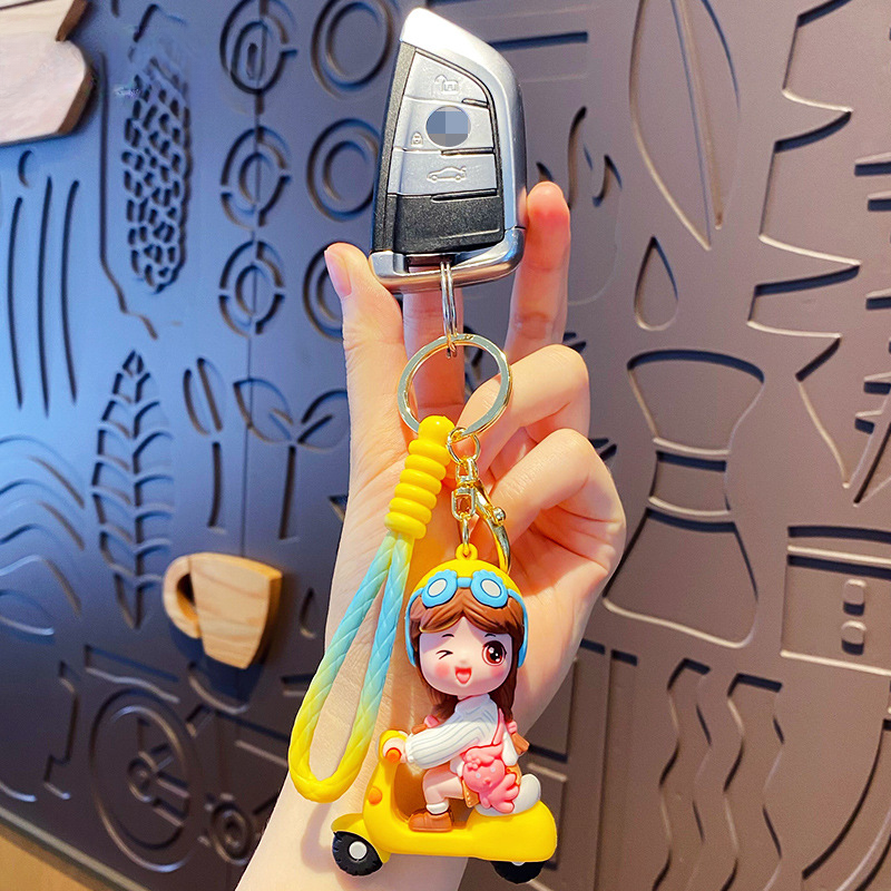 ELOAL Stylish Scooter Girl Epoxy Bag Charm for Trendy Accessories