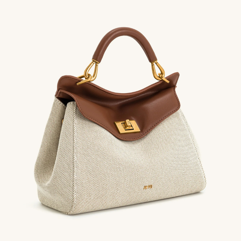 ELOAL Stylish Genuine Leather Lock Handbag for Women