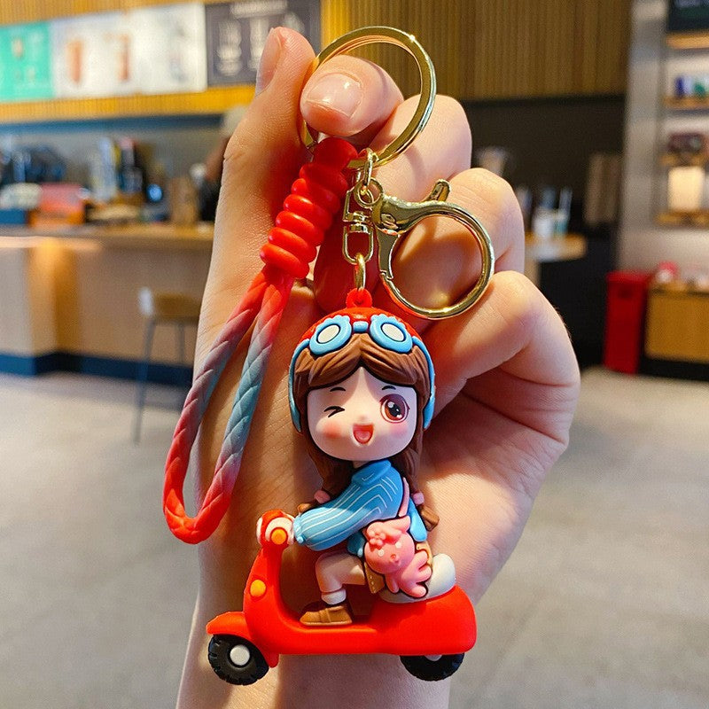 ELOAL Stylish Scooter Girl Epoxy Bag Charm for Trendy Accessories