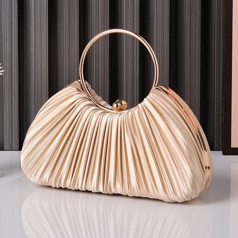 ELOAL Stylish Ruched Ring Handle Clutch for Women