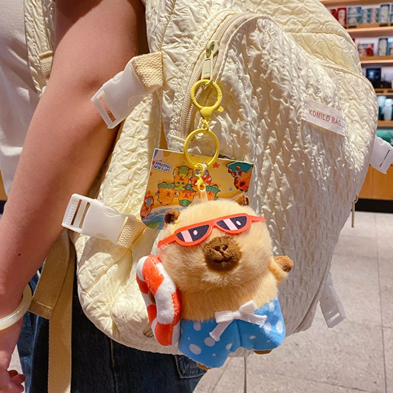 ELOAL Stylish Capybara Island Vacation Plush Bag Charm