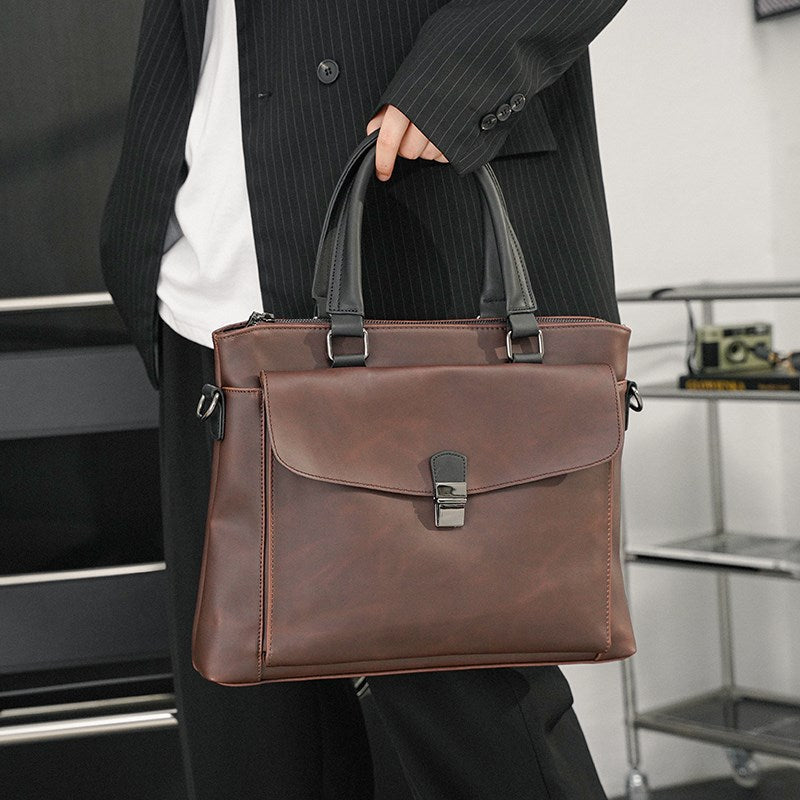ELOAL Stylish Men's Leather Briefcase for Professionals