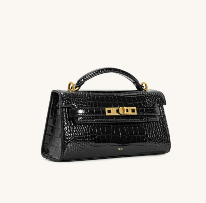 ELOAL Elegant Crocodile Pattern Leather Kelly Handbag