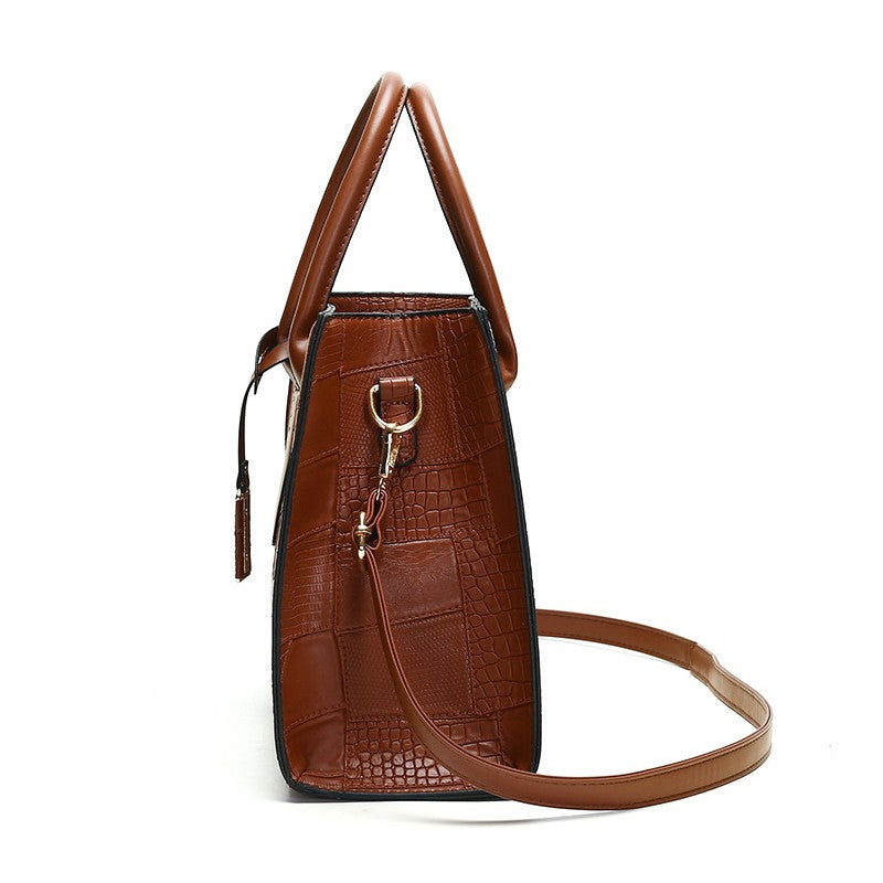 ELOAL Stylish Vintage Embossed Leather Tote Bag