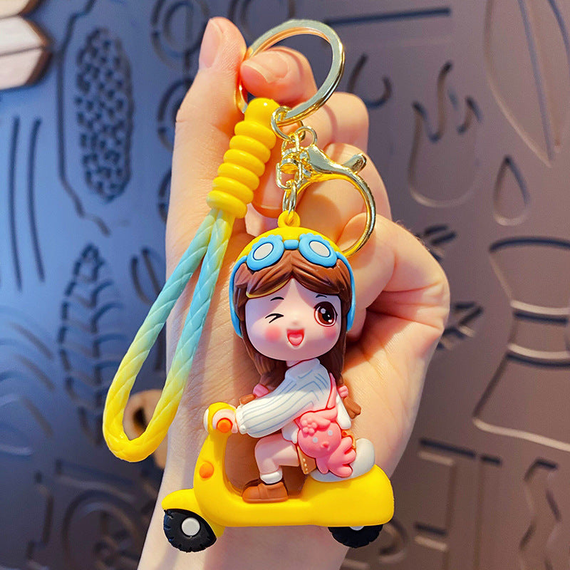 ELOAL Stylish Scooter Girl Epoxy Bag Charm for Trendy Accessories