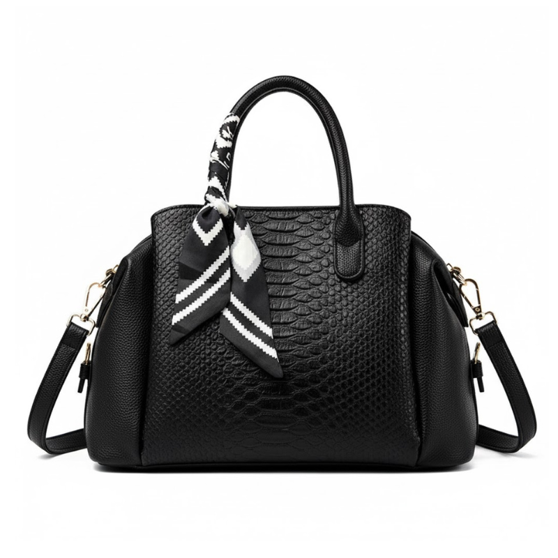 ELOAL Elegant Large Capacity Leather Handbag with Crocodile Pattern