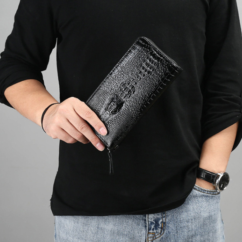 ELOAL Stylish Crocodile Pattern Men's Wallet for Casual Use