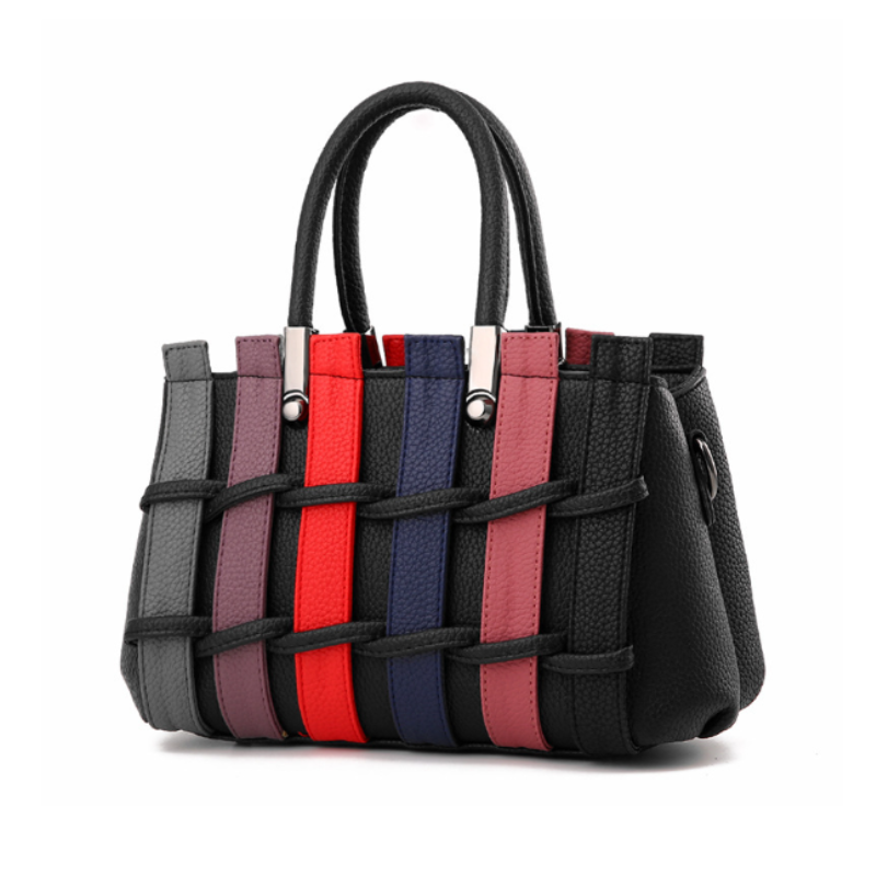 ELOAL Stylish Woven Handbag with Bear Pendant