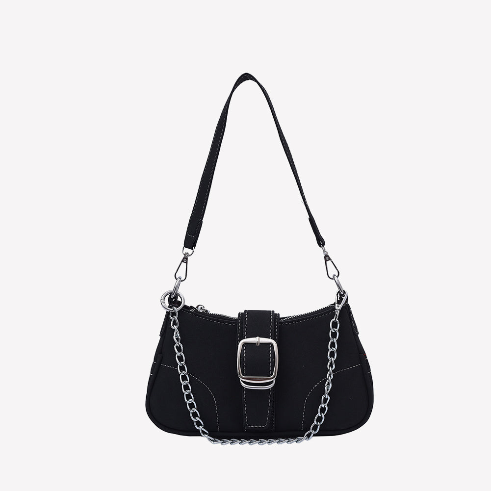 ELOAL Stylish Denim Chain Shoulder Baguette Bag