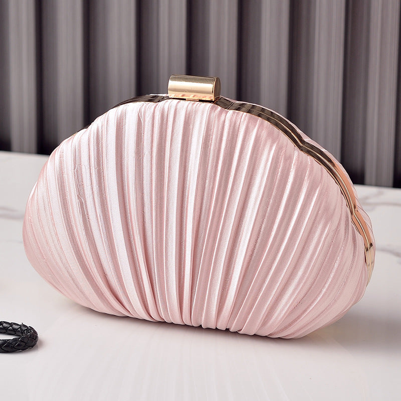 ELOAL Elegant Pleat Half Moon Clutch Bag for Stylish Outings