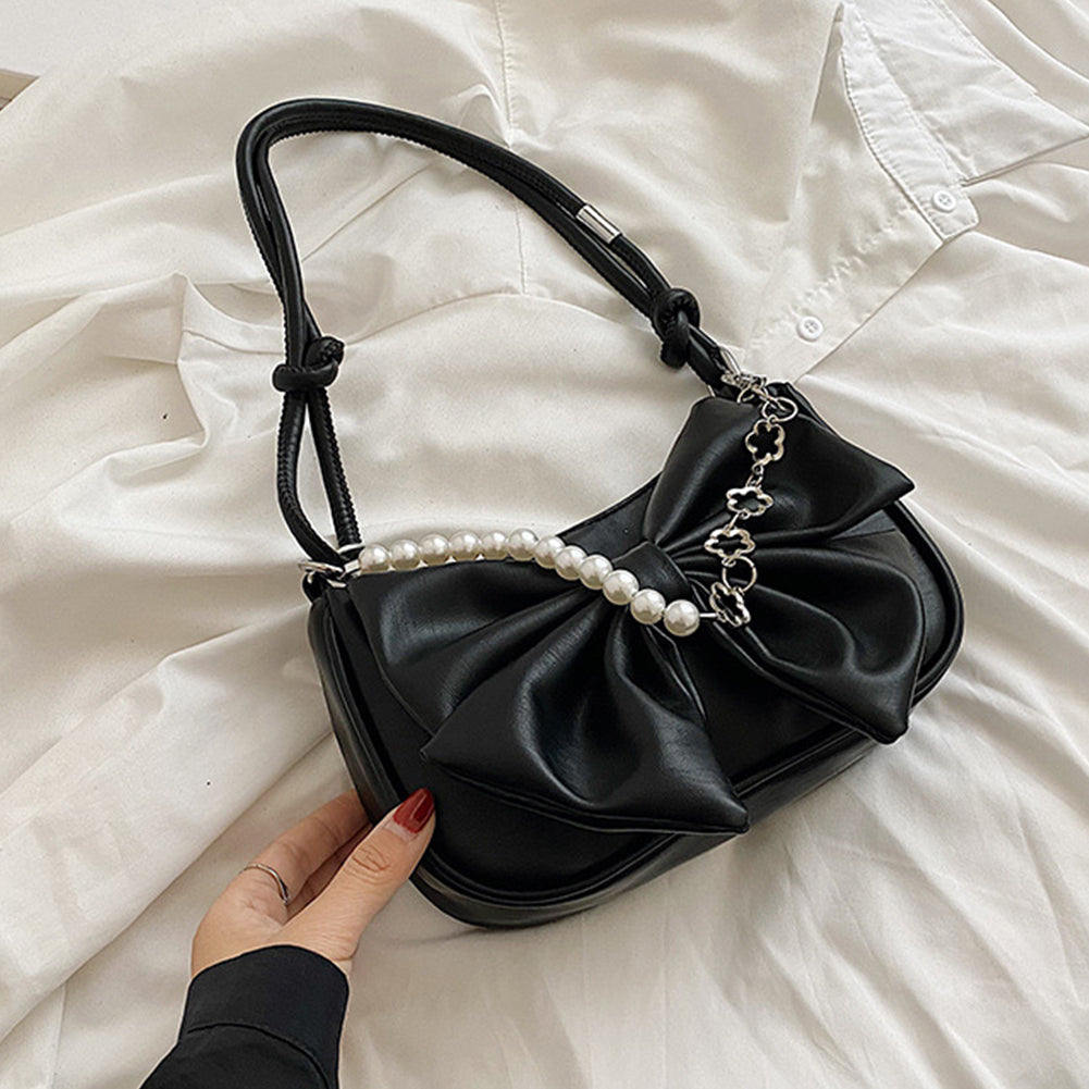 ELOAL Stylish Textured Mini Bow Underarm Shoulder Bag