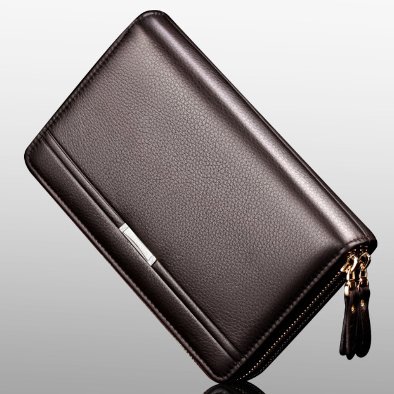 ELOAL Stylish Men's Double Zipper Business Clutch Wallet