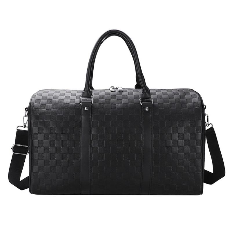 ELOAL Stylish Plaid Embossed PU Leather Sports Travel Bag