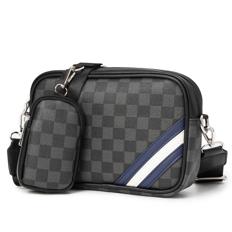 ELOAL Stylish Men's Plaid Crossbody Bag for Fashionable Looks