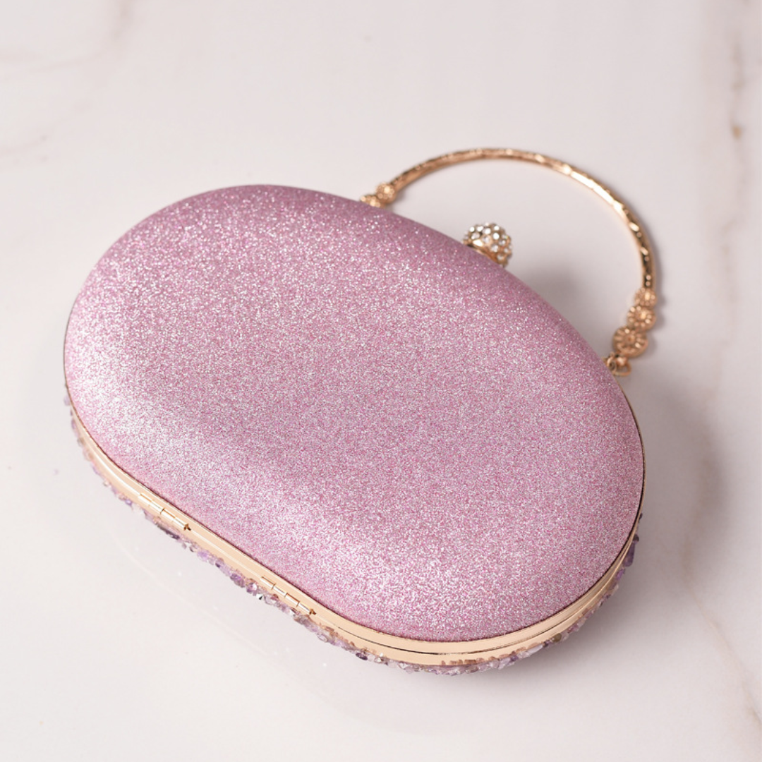 ELOAL Elegant Round Diamond Evening Clutch with Handle