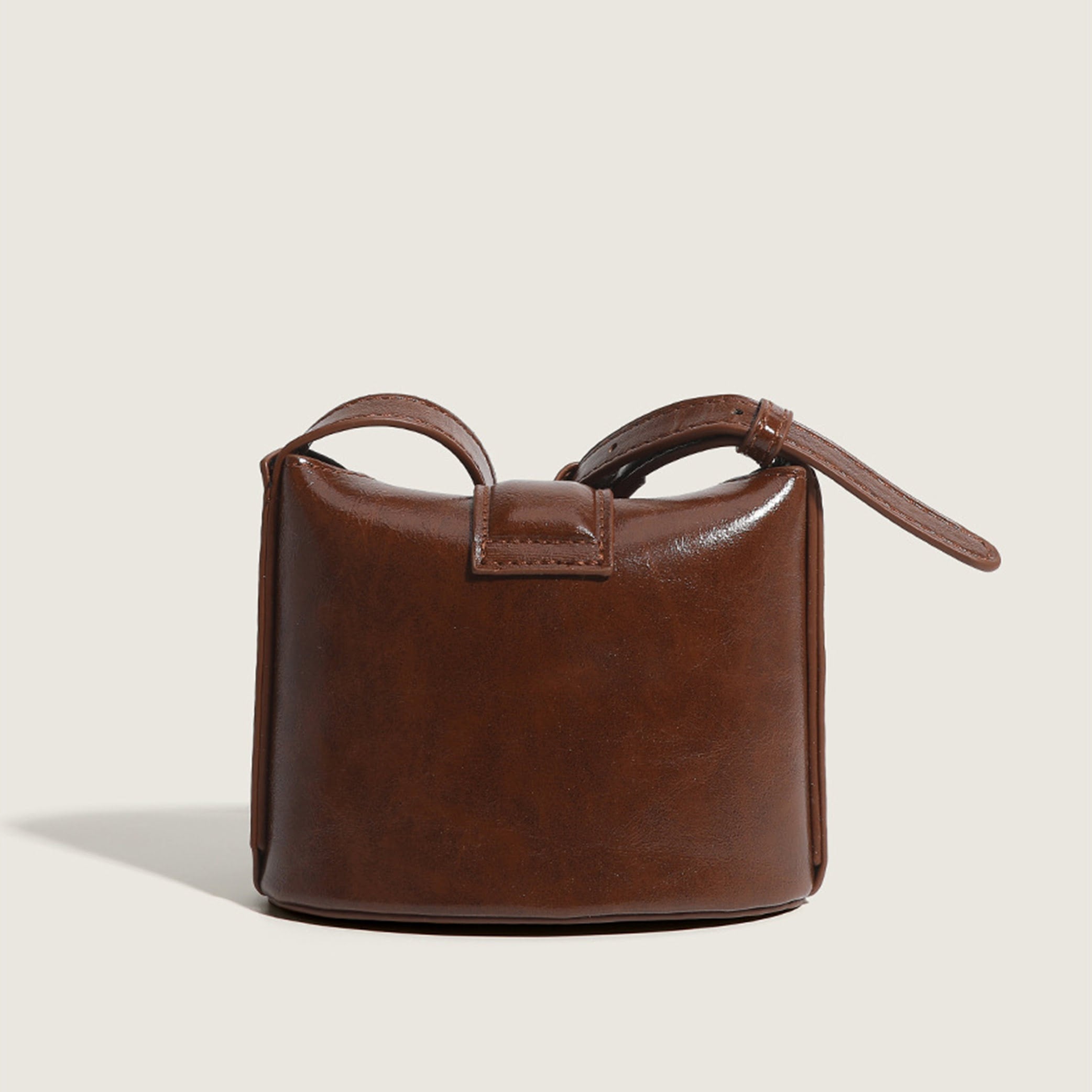 ELOAL Stylish Mini Bucket Bag with Metal Horseshoe Buckle