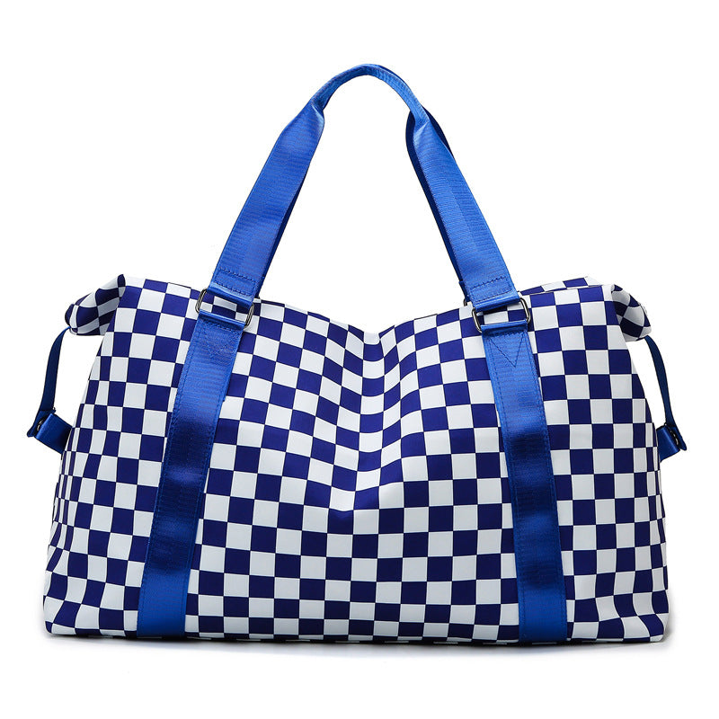 ELOAL Stylish Plaid Gym Bag with Dry and Wet Separation