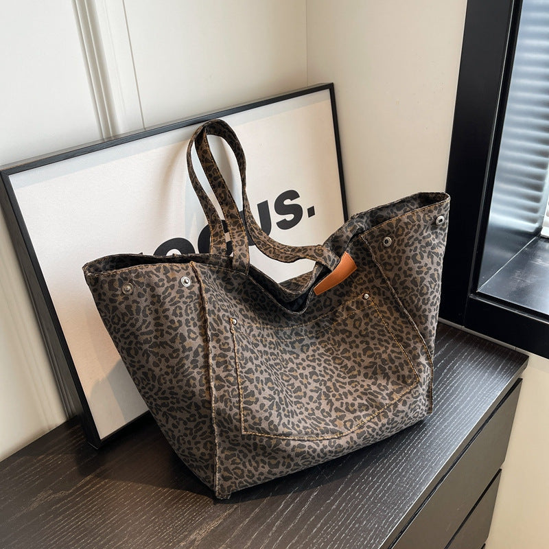 ELOAL Stylish Leopard Print Casual Tote Bag for Everyday Use