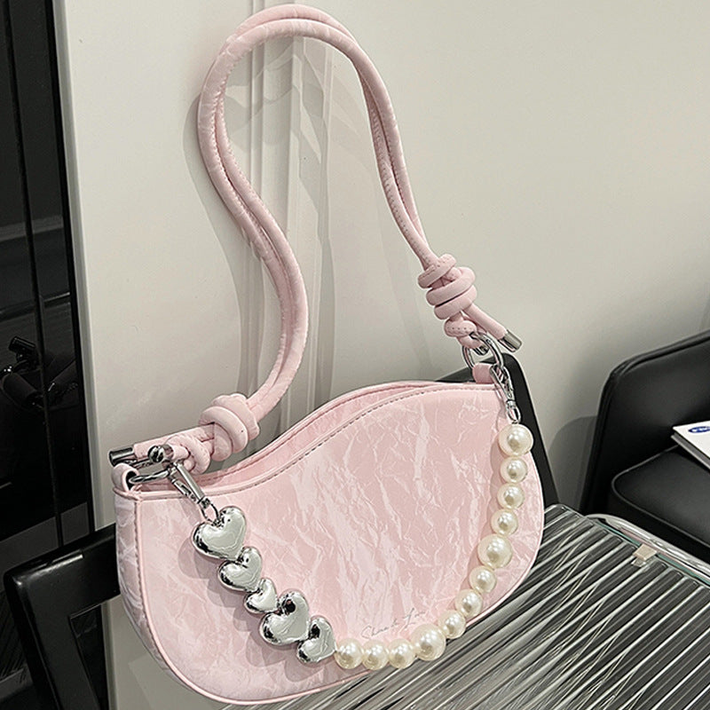 ELOAL Stylish Pearl Chain Mini Shoulder Bag