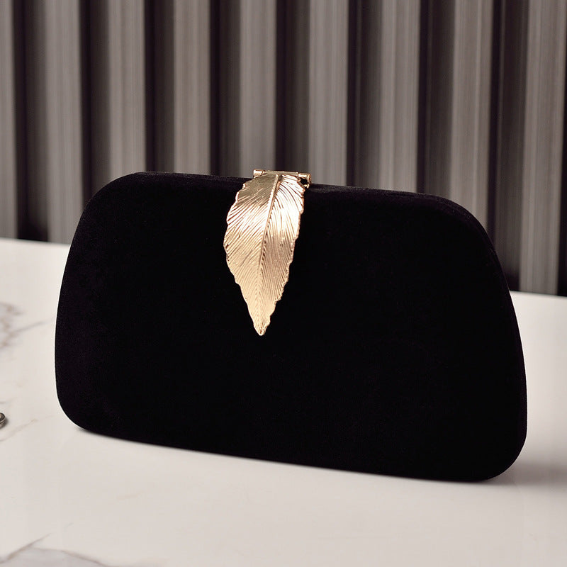 ELOAL Elegant Velvet Leaf Charm Clutch for Stylish Occasions